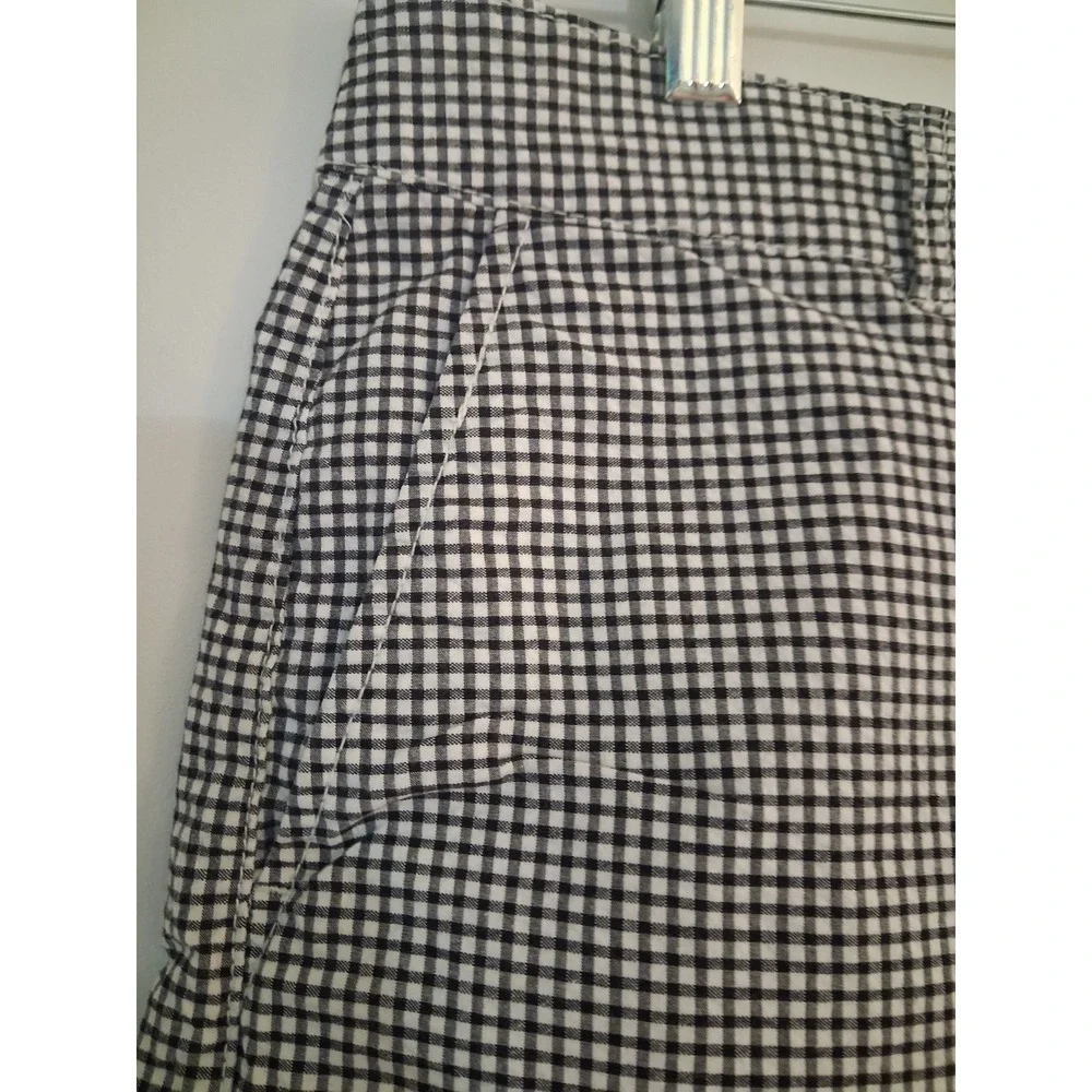 Old Navy Everyday Short High Rise Gingham Black White Check Stretch Size 12